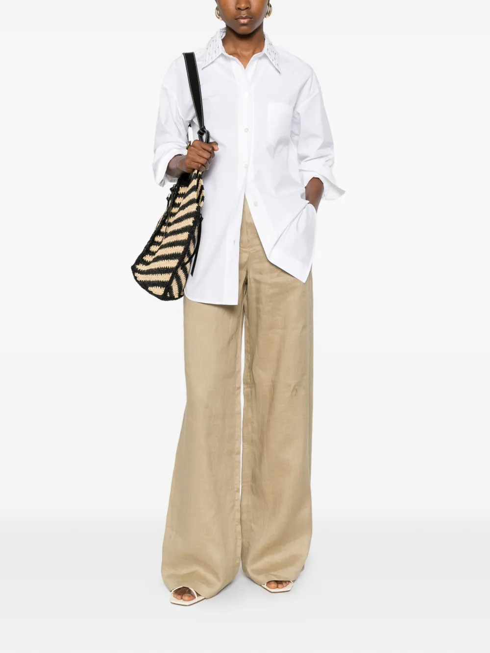 Fabiana Filippi blouse verfraaid met kristal Beige