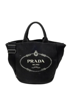 Prada Pre-Owned 2013-2026 Canvas Canapa Logo Satchel | Black