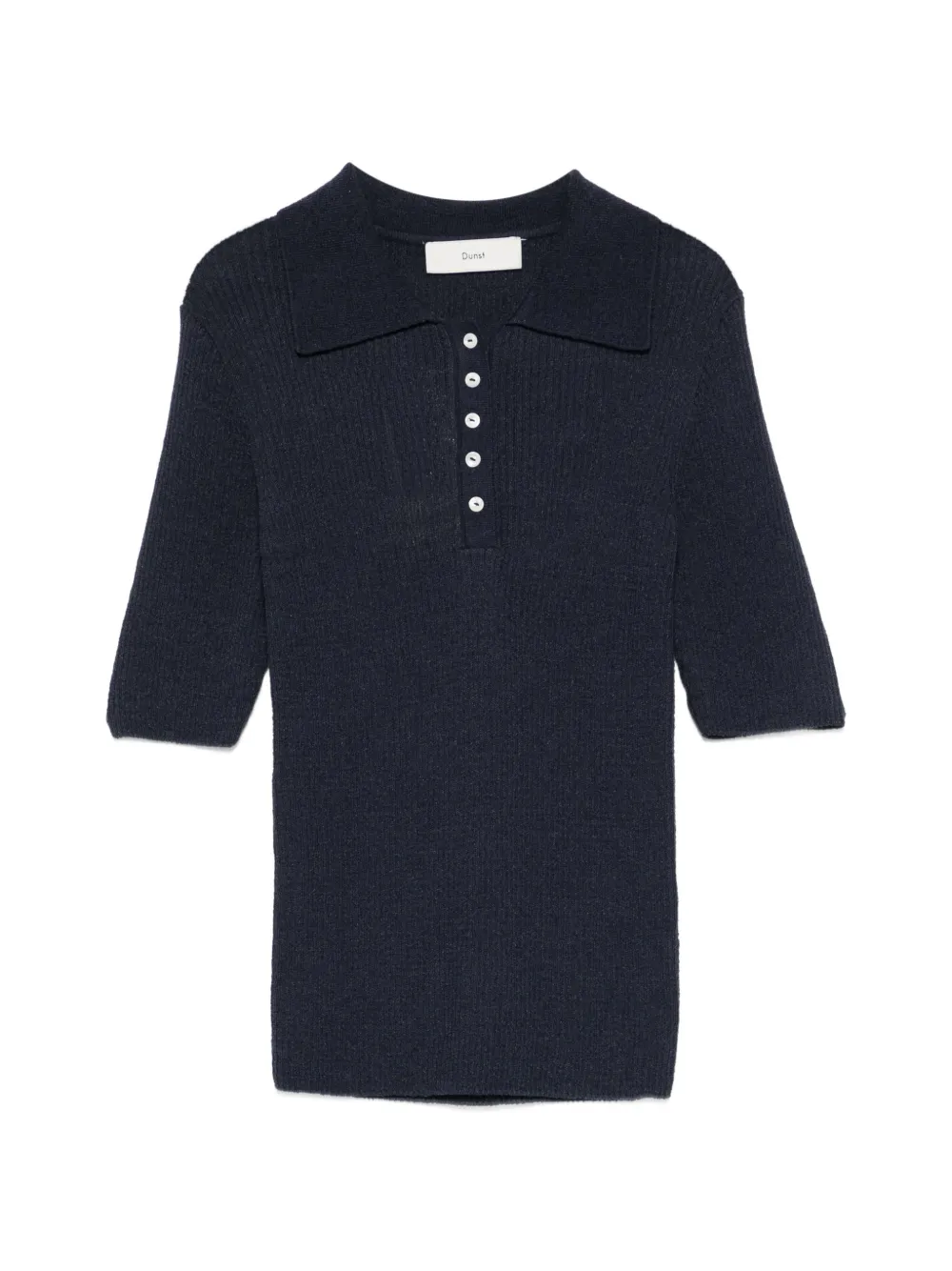 DUNST ribbed-knit polo shirt - Blau
