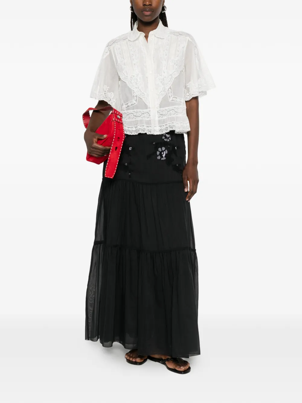 Ermanno Scervino Blouse met kanten afwerking Wit