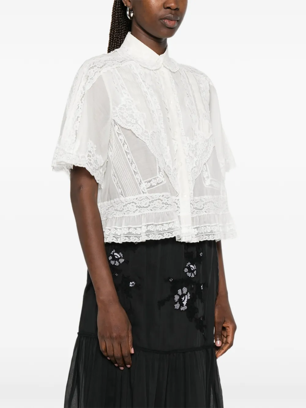 Ermanno Scervino Blouse met kanten afwerking Wit