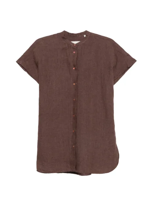 Xacus Nevil short-sleeve band-collar blouse