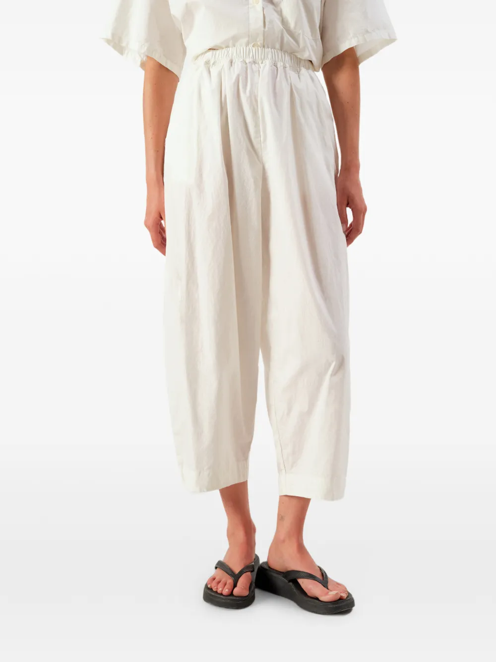 American Vintage Bailow cropped broek met wijde pijpen Beige