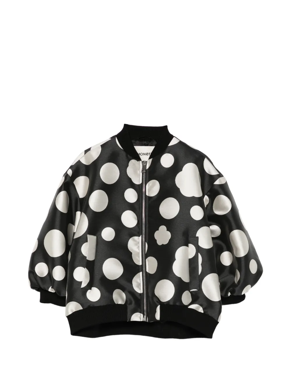 Simonetta polka-dot bow-detail bomber jacket - Nero