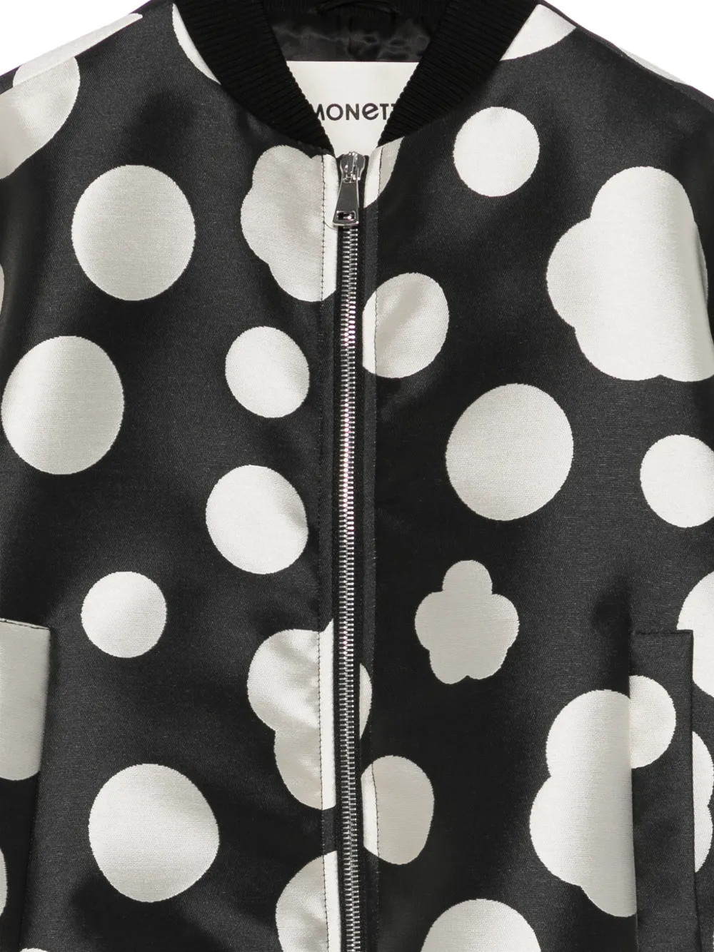 Simonetta Bomberjack met stippen en strikdetail Zwart