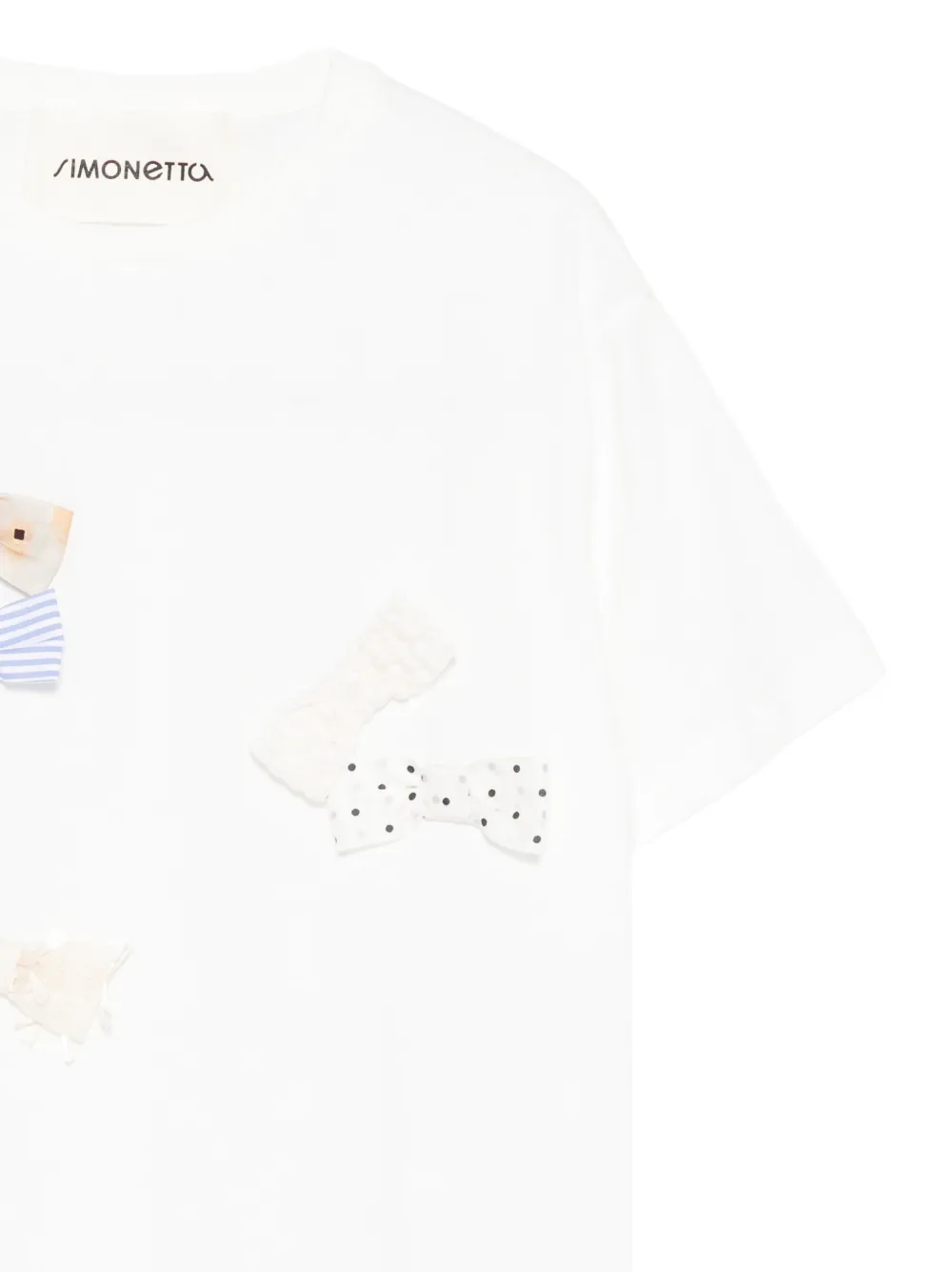 Simonetta T-shirt met strik applicatie Wit