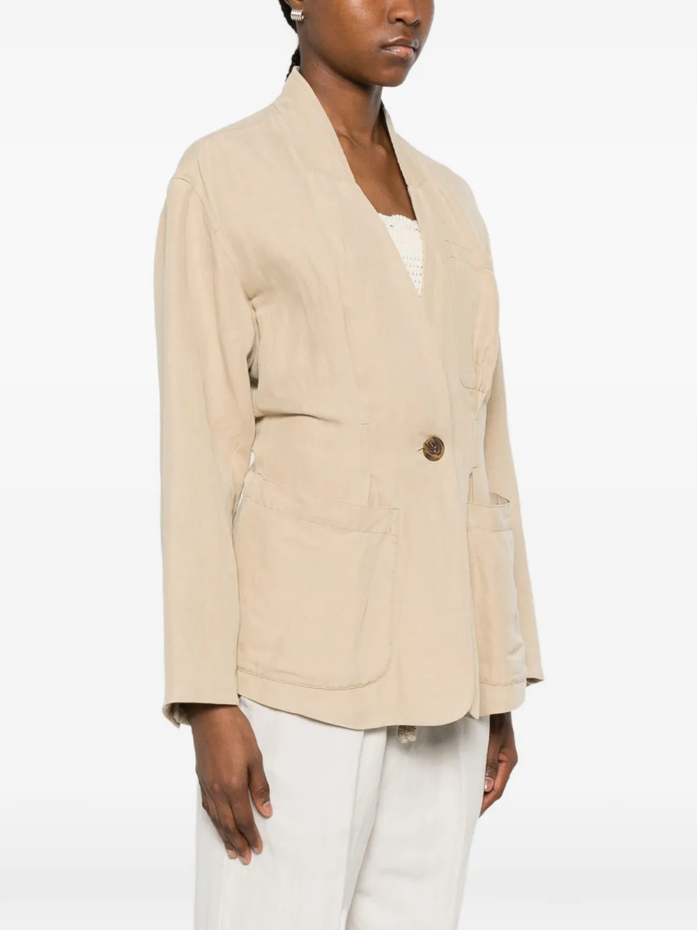 ISABEL MARANT Soraya jack met enkele rij knopen Beige