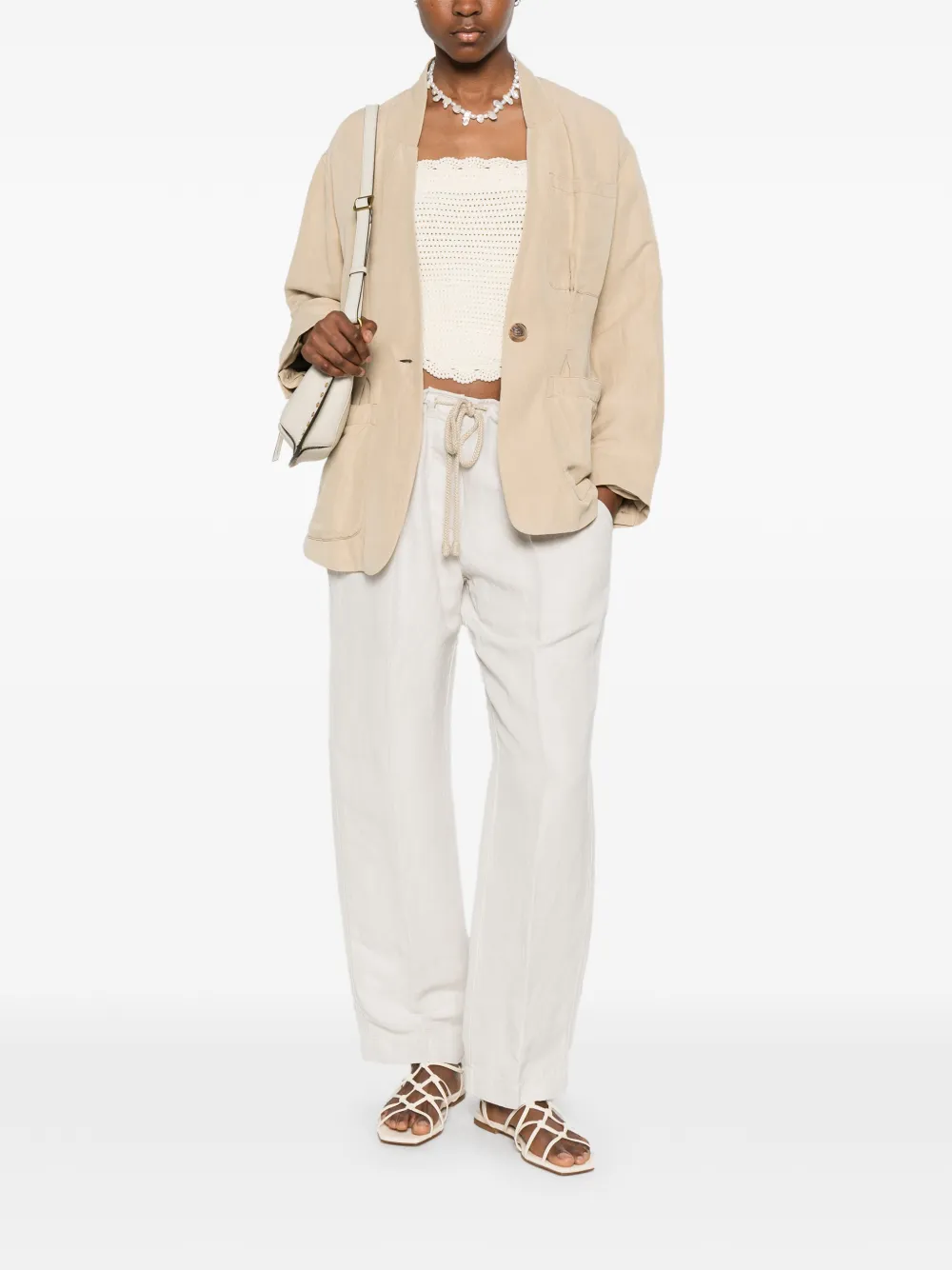 ISABEL MARANT Soraya jack met enkele rij knopen Beige