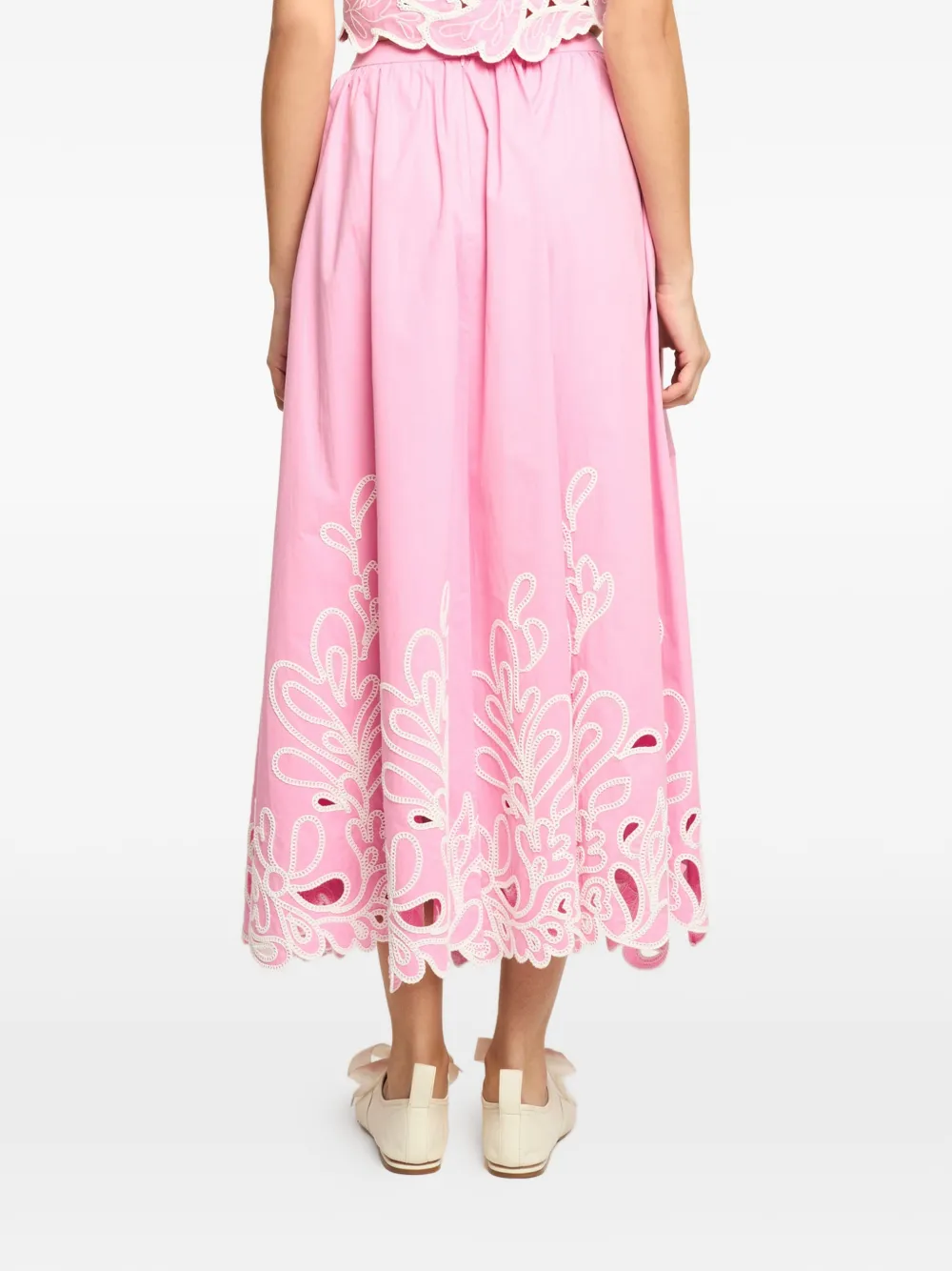Cinq A Sept Espe Pailey Bloom flared rok met borduurwerk Roze