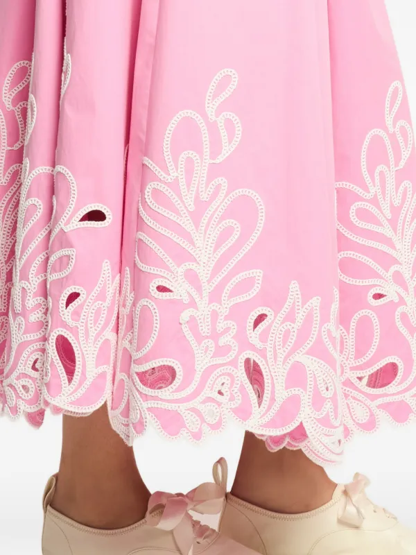 Cinq A Sept Espe Pailey Bloom Embroidered Flared Skirt | Pink