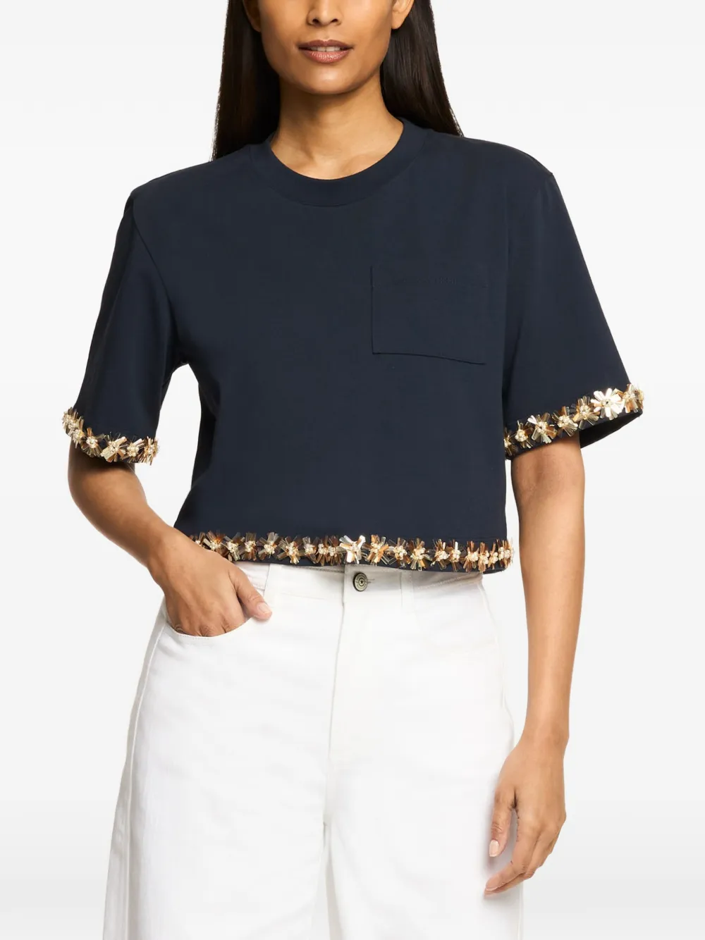 Cinq A Sept Sunflare verfraaid T-shirt Blauw