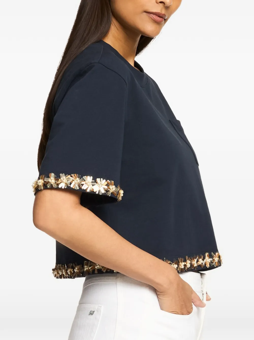 Cinq A Sept Sunflare verfraaid T-shirt Blauw