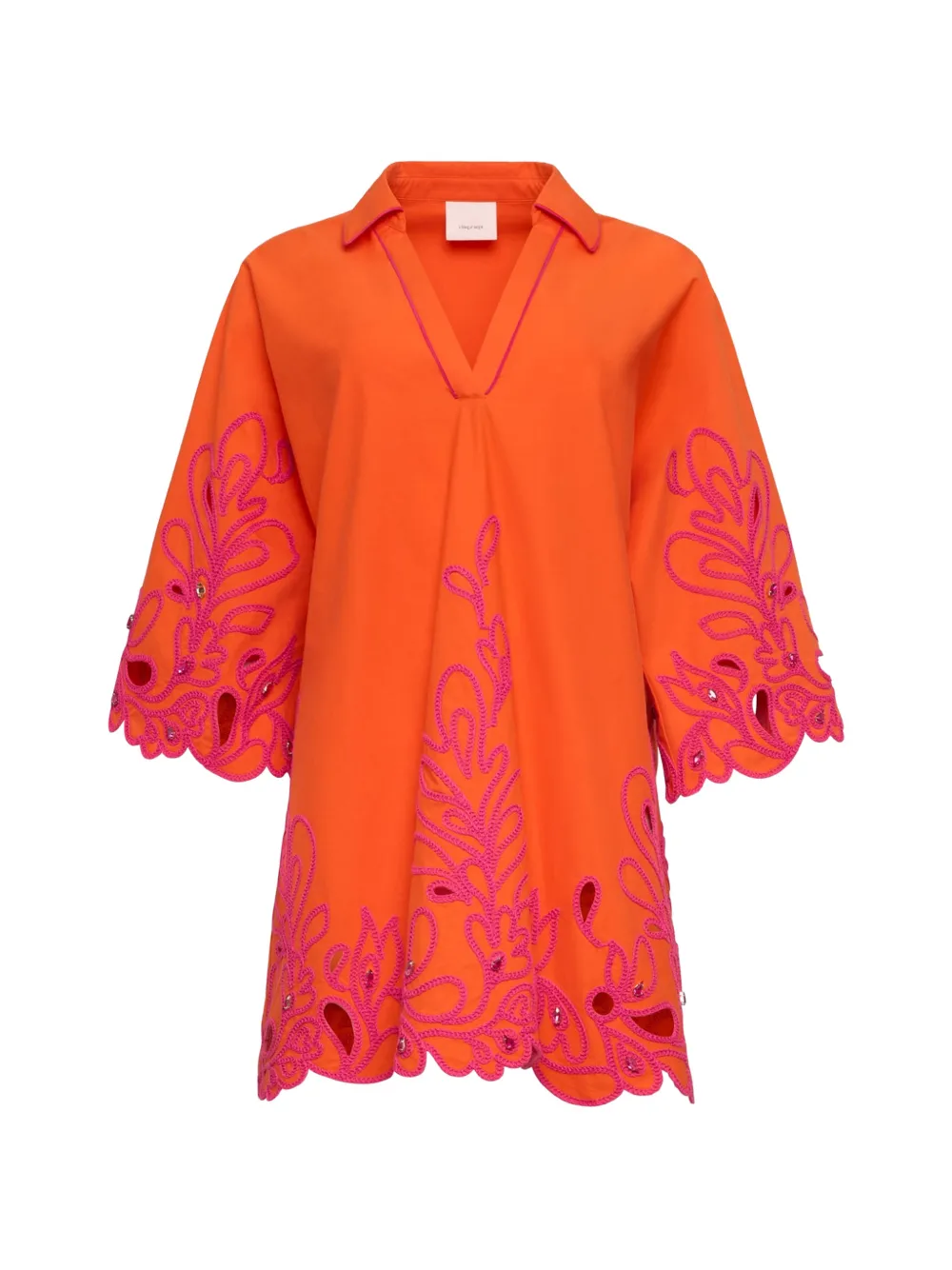 Cinq A Sept Arcia Paisley Bloom embroidered kaftan - Orange