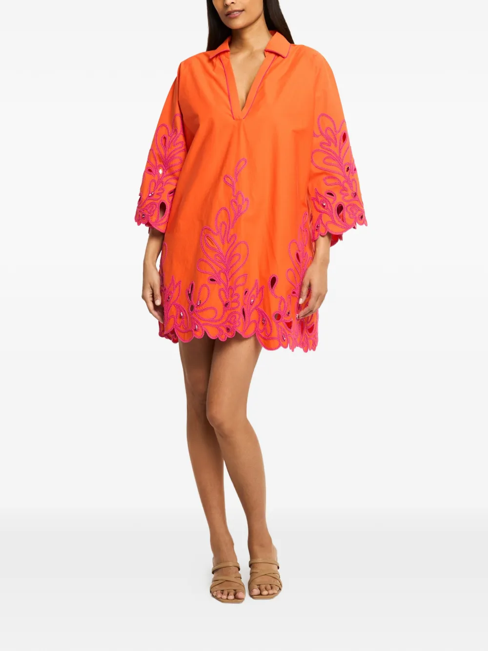 Cinq A Sept Arcia tuniek met geborduurd paisley Oranje