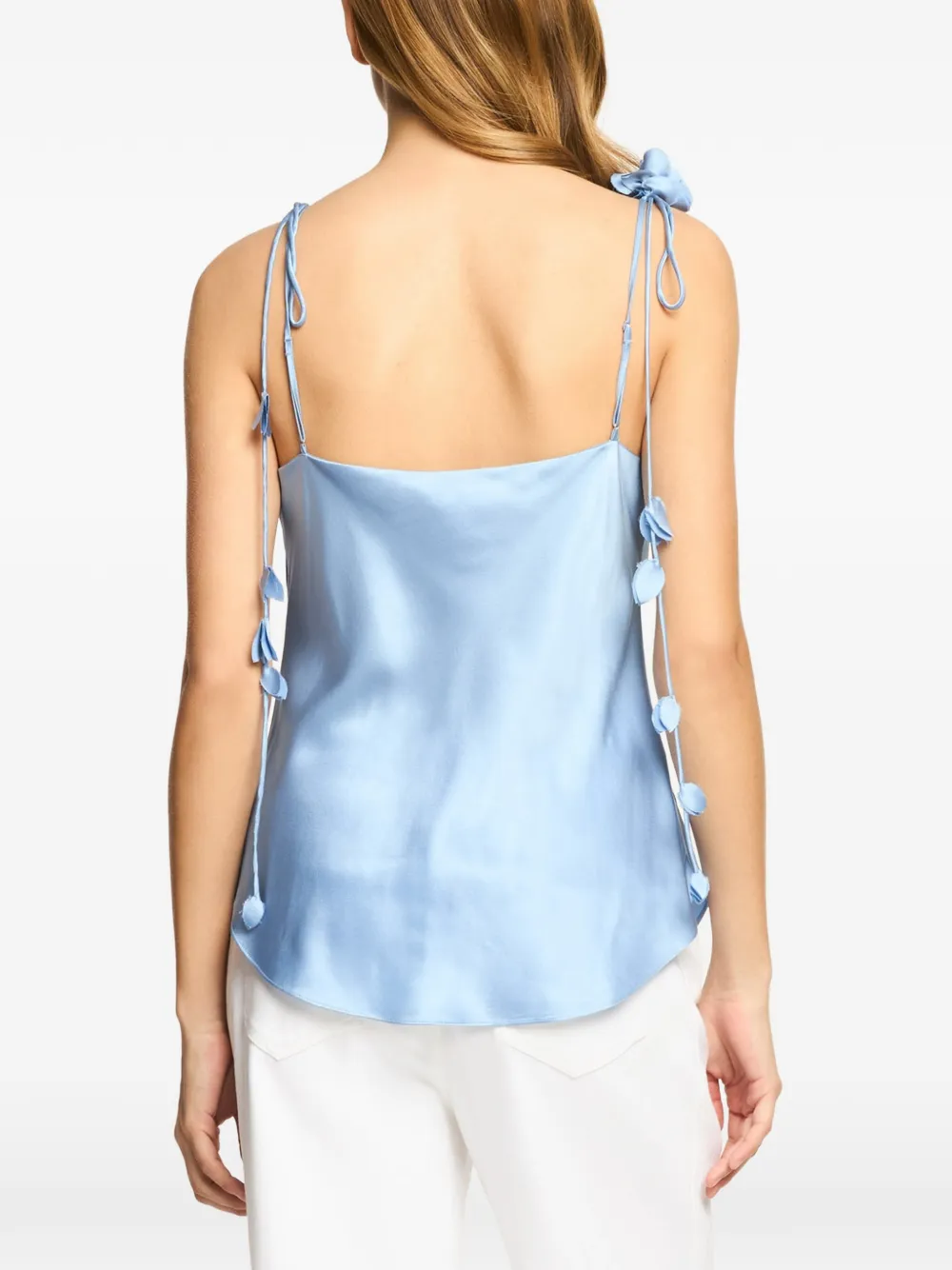 Cinq A Sept Marta blouse met bloemapplicatie en col Blauw
