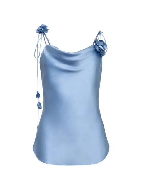 Cinq A Sept Marta flower-appliqué cowl-neck blouse
