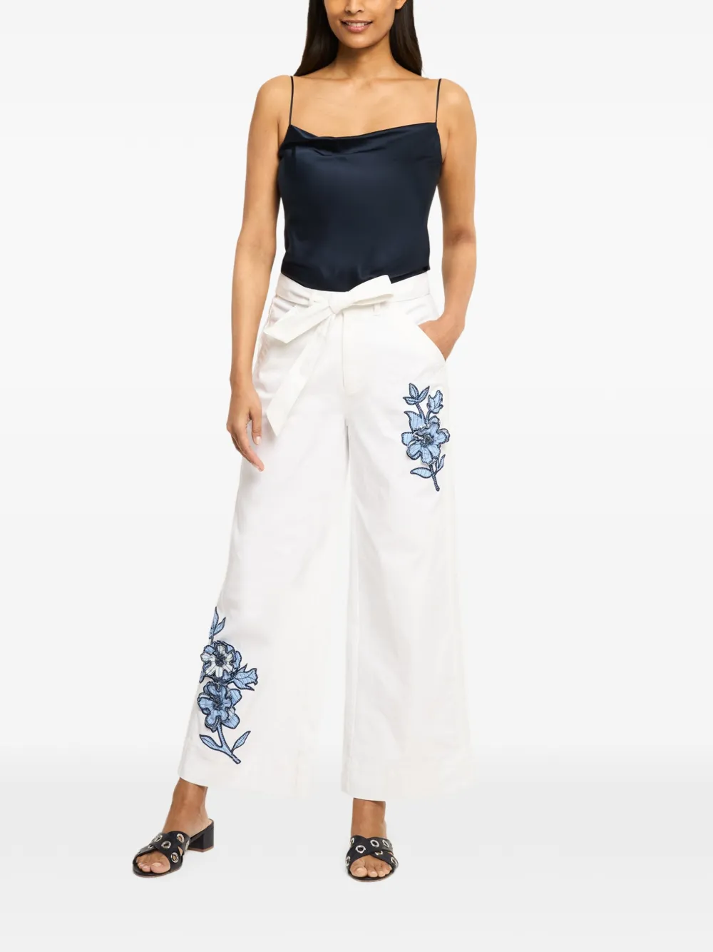 Cinq A Sept Mylah broek met geborduurde bloemen Wit