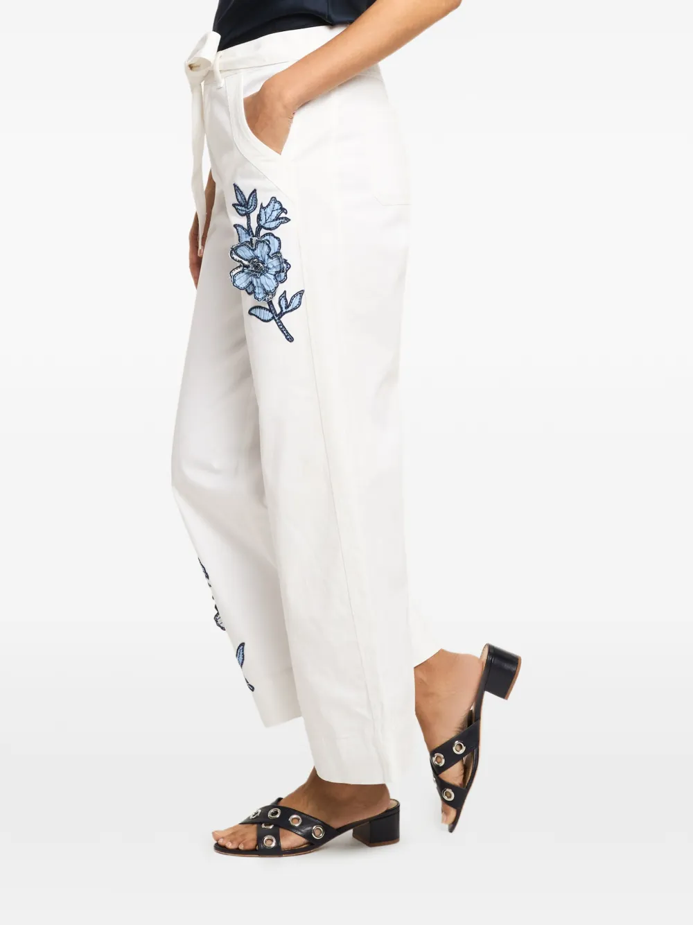 Cinq A Sept Mylah broek met geborduurde bloemen Wit