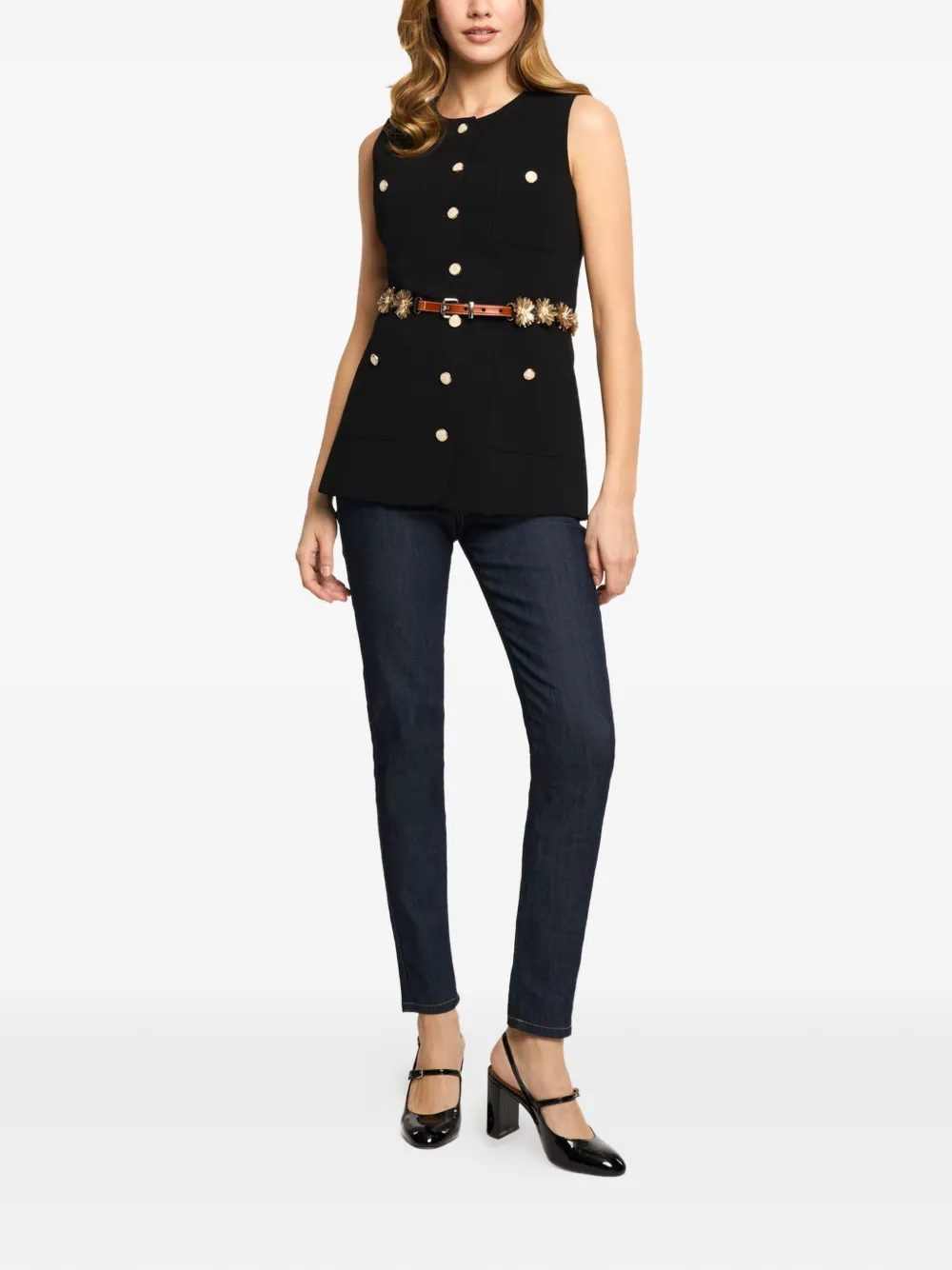 Cinq A Sept Sunflare gilet met ceintuur Zwart