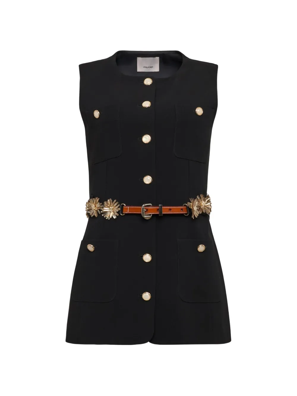 Cinq A Sept Sunflare belted vest - Nero
