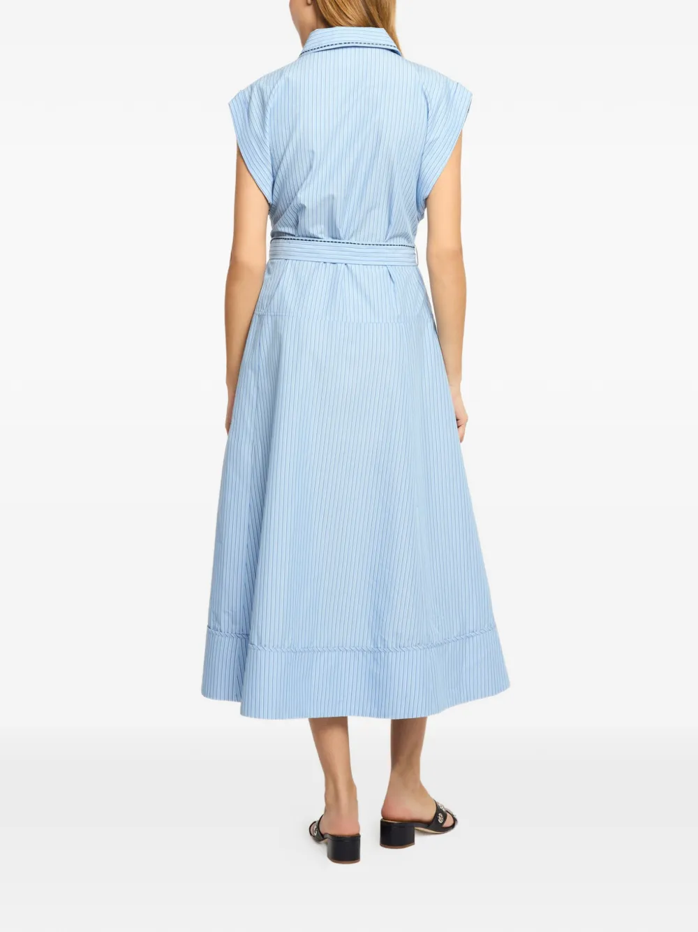Cinq A Sept Callie gestreepte jurk met geborduurde bloemen Blauw