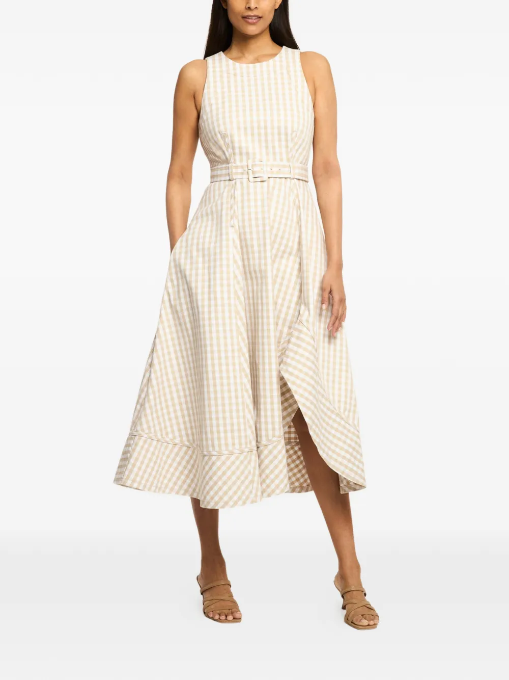 Cinq A Sept Zelda gingham-print dress - Neutrals