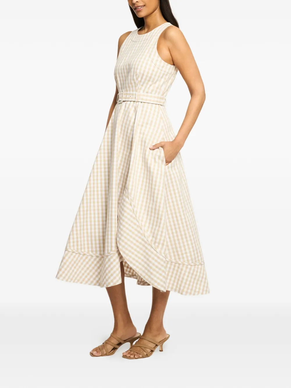 Cinq A Sept Zelda jurk met gingham ruit Beige