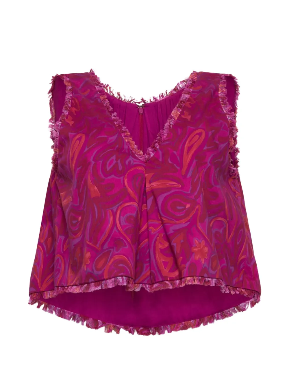 Cinq A Sept Ibbie Paisley Bloom frayed-edge blouse - Rosa
