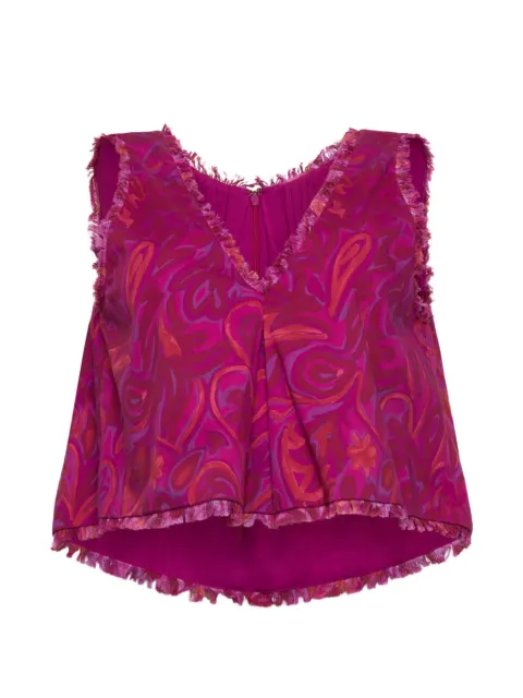 Cinq A Sept Ibbie Paisley Bloom frayed-edge blouse