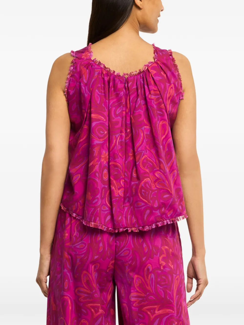 Cinq A Sept Ibbie Bloom blouse met paisley-print en franje Roze