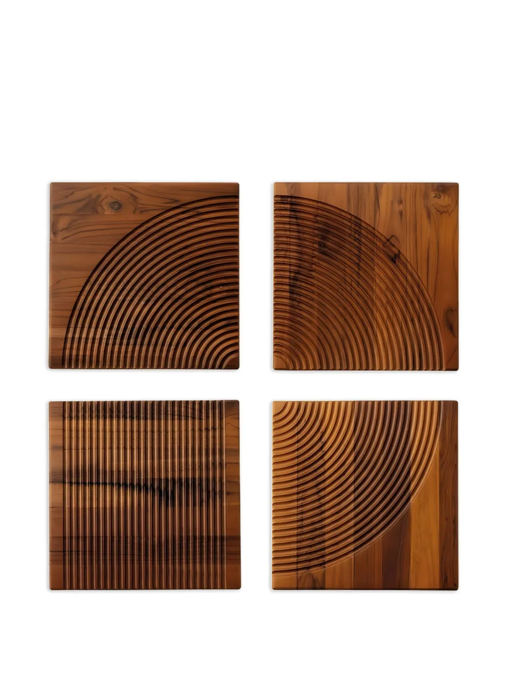 Sambonet grooved teak chopping board set (set of four) - Braun