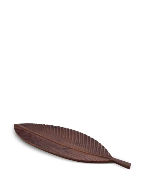 Sambonet leaf-shaped acacia wood tray