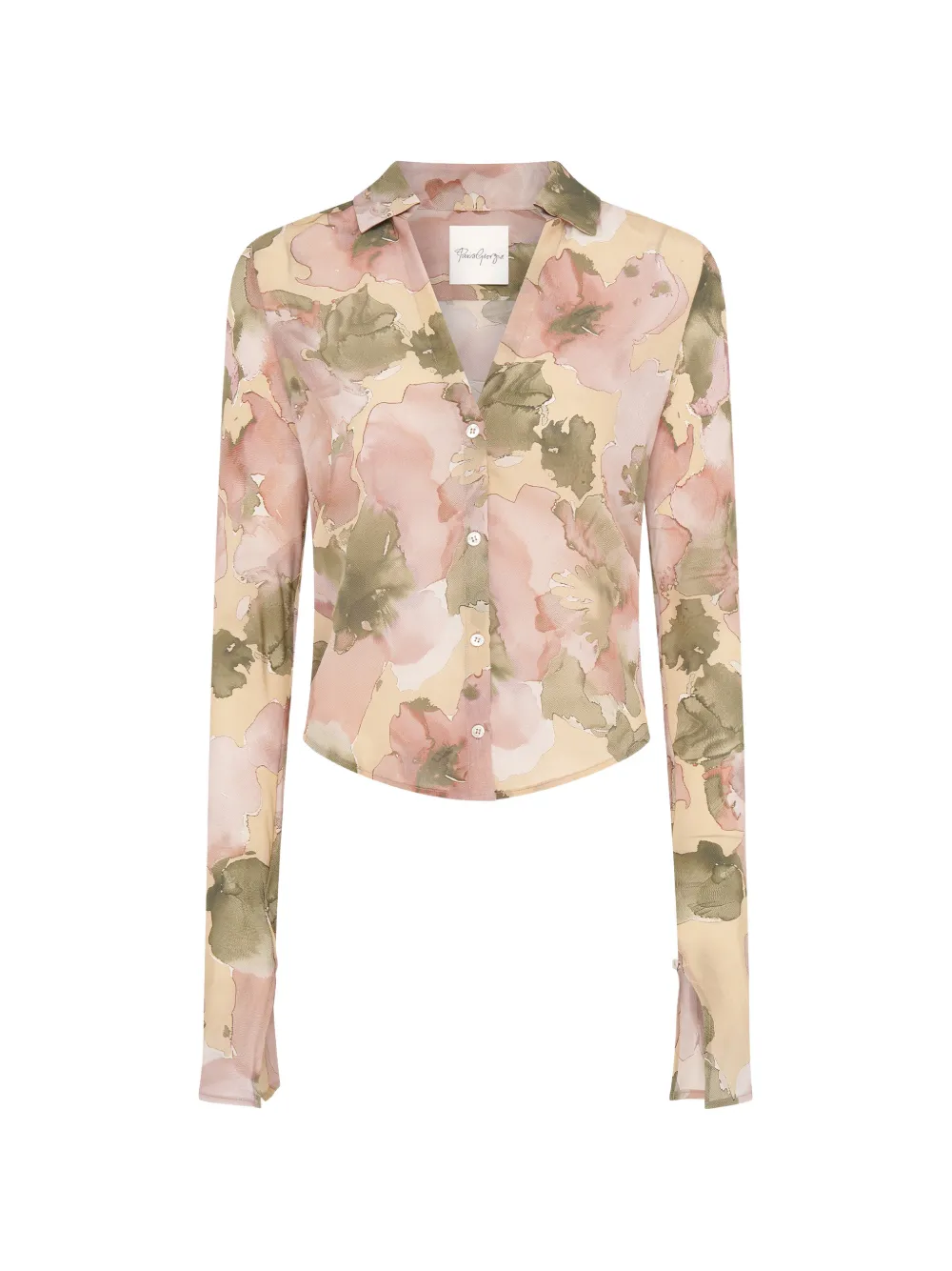 Paris Georgia floral-print sheer silk shirt - Rosa
