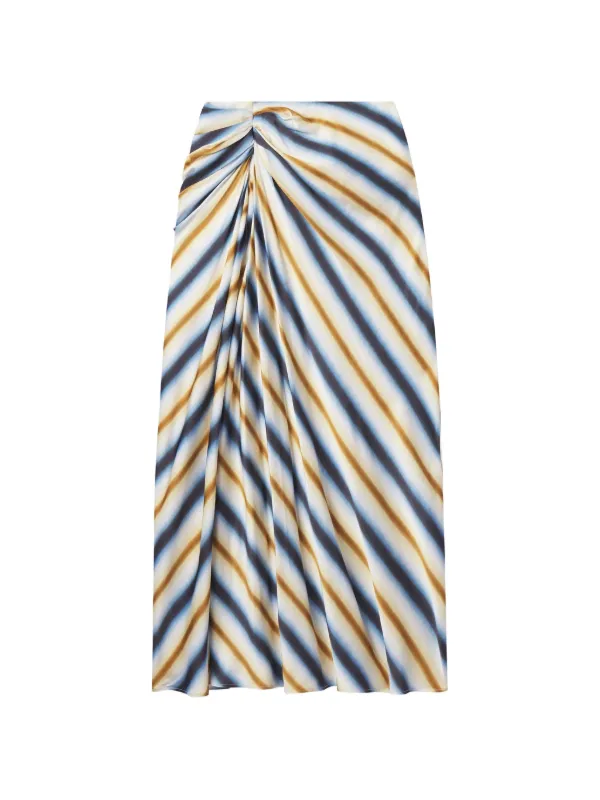A.L.C. Jean Ruched Striped Maxi Skirt in Neutrals