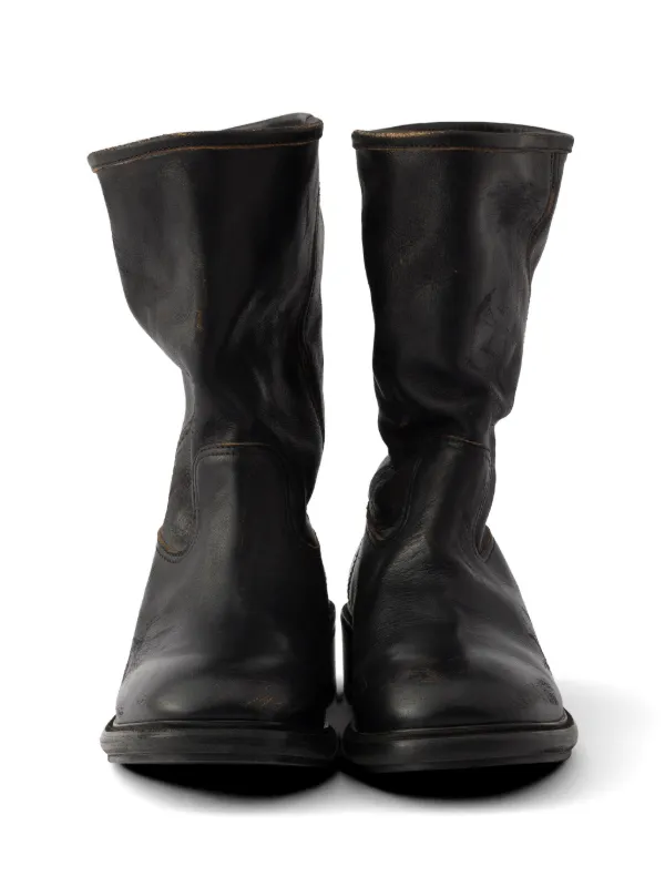 Prada vintage-effect Leather Boots | Black | FARFETCH