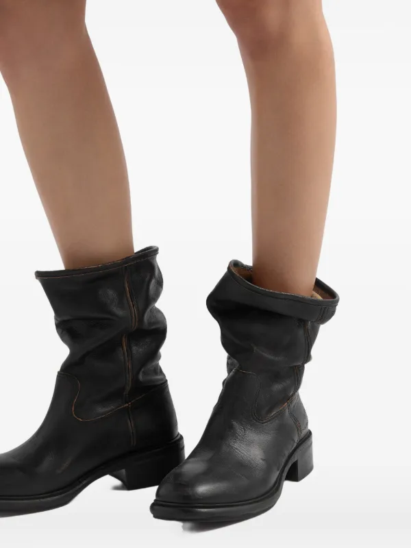 Prada Vintage-effect Leather Boots | Black | FARFETCH