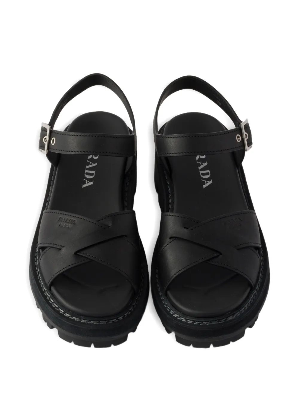 Prada leather sandals Zwart