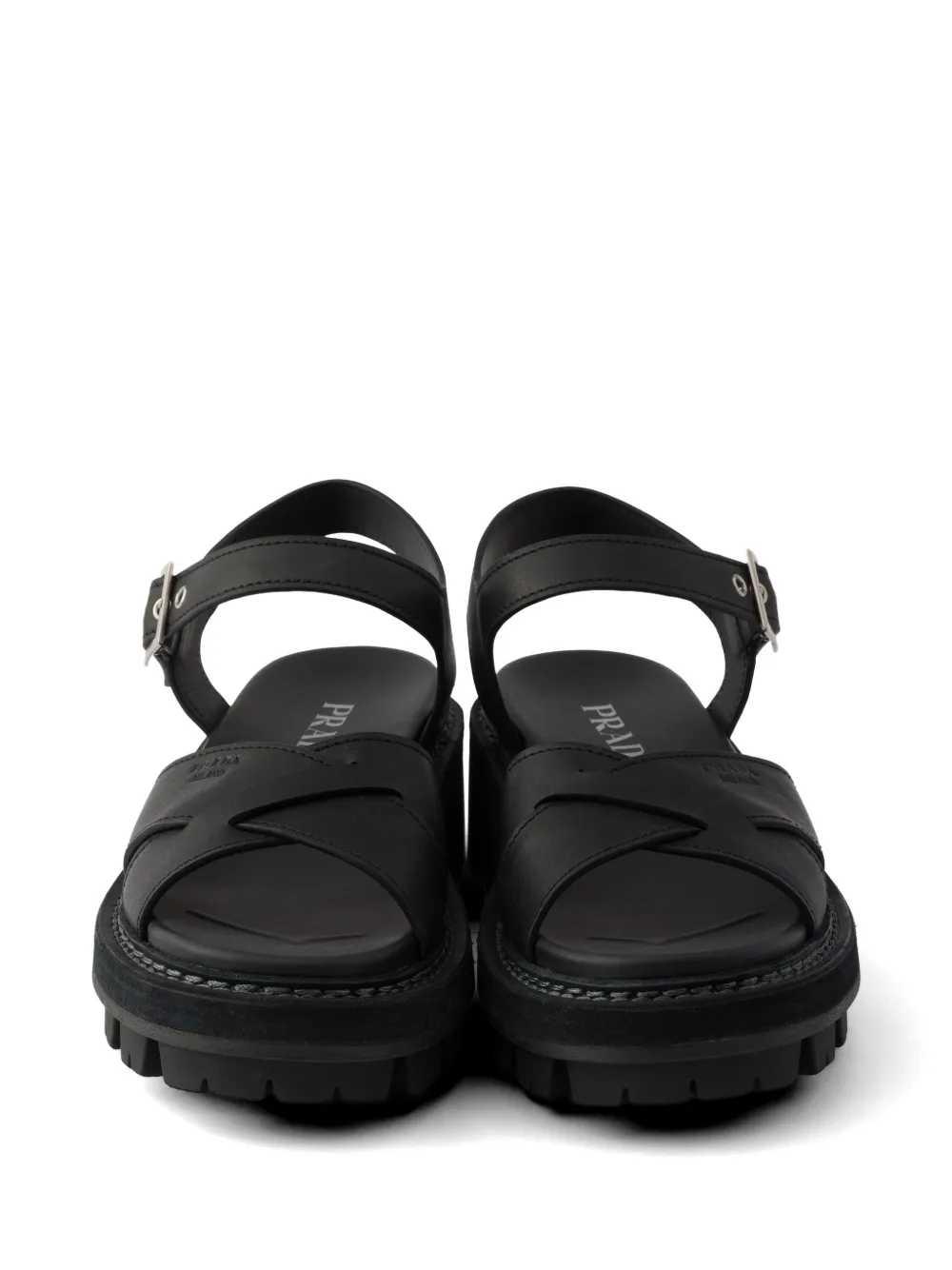 Prada leather sandals Zwart