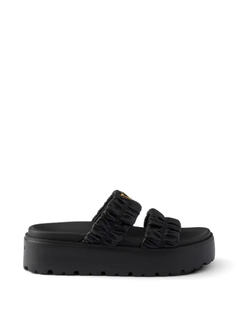 Prada Matelassé nappa leather flatform slides