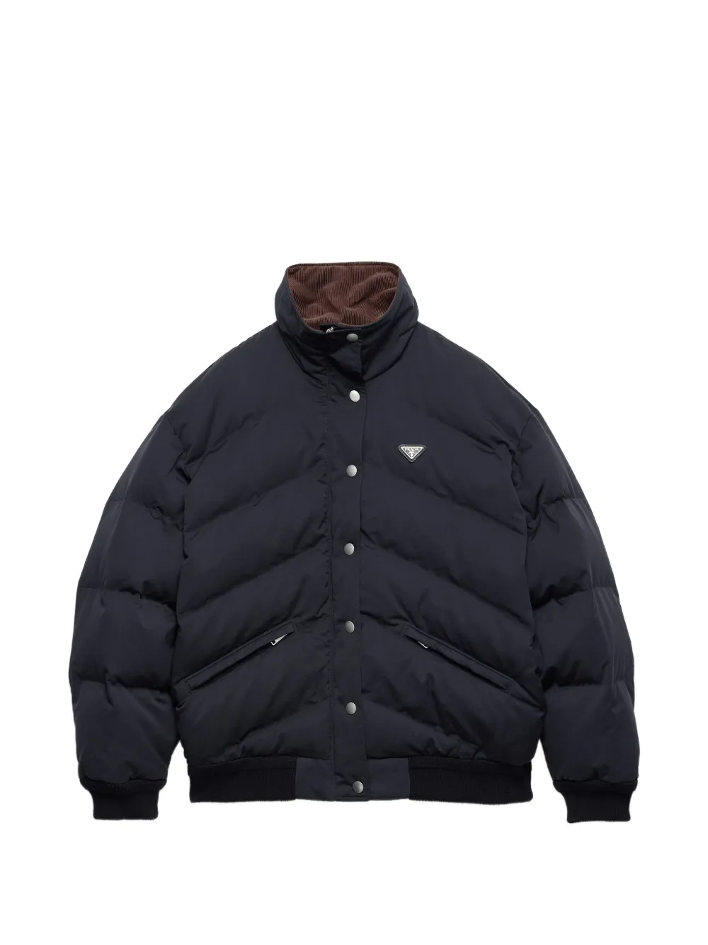 Prada medium-weight compact poplin down jacket - Blau