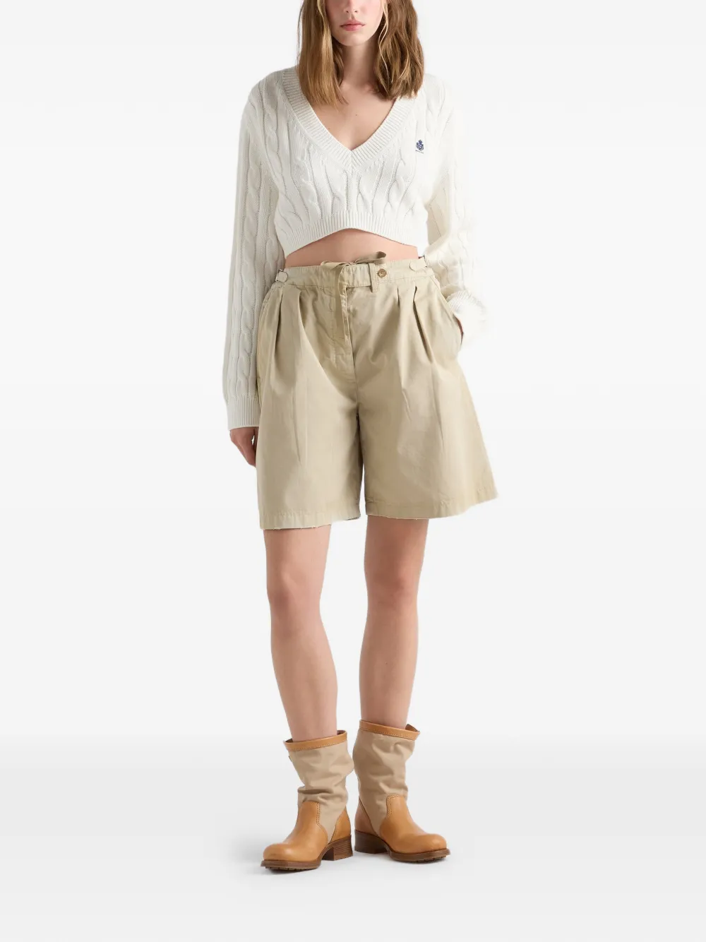  Prada Jersey Con Cuello En V - Blanco 