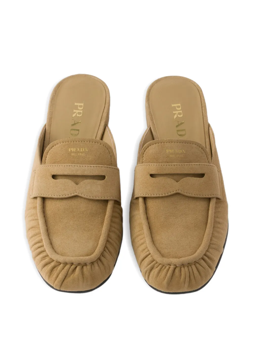 Prada Suède muiltjes Beige