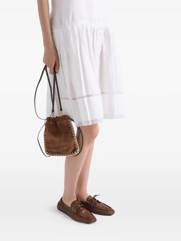 Prada Shuffle Antiqued Leather Boat Shoes | Brown | FARFETCH