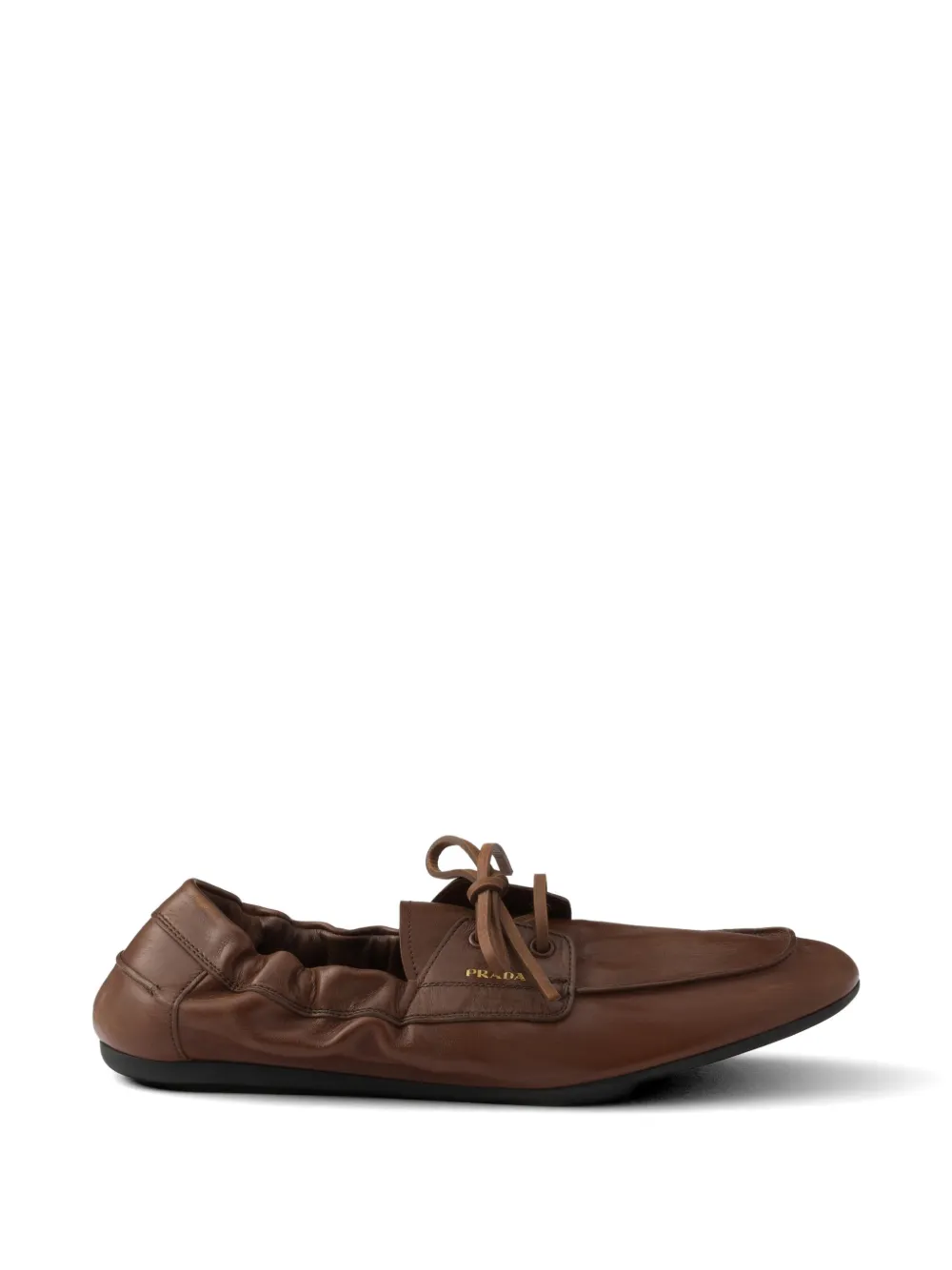 Prada shuffle antiqued leather boat shoes - Braun