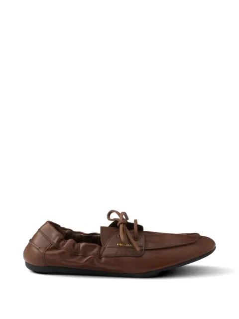 Prada shuffle antiqued leather boat shoes