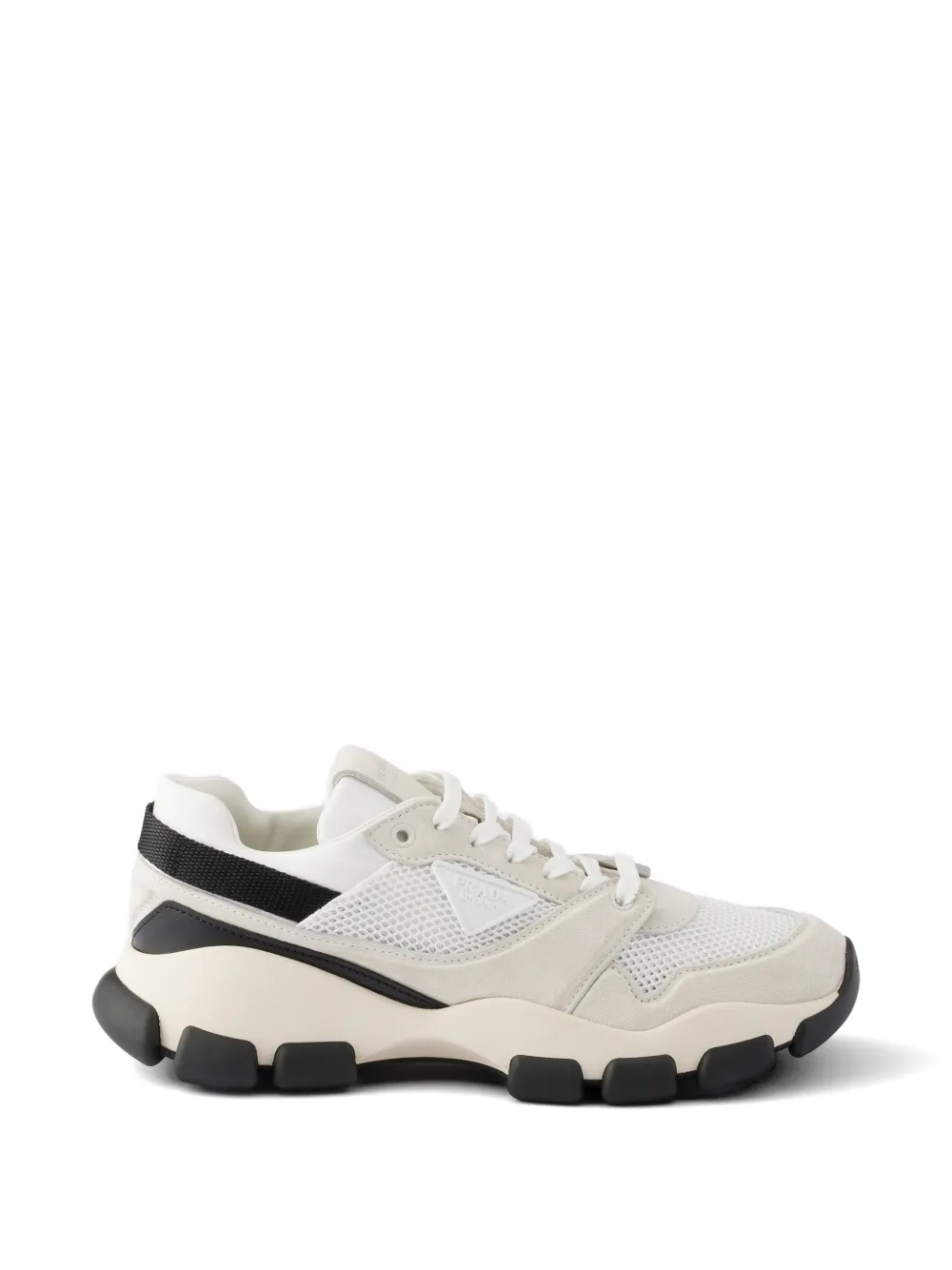 Prada mesh fabric and suede sneakers - Nude