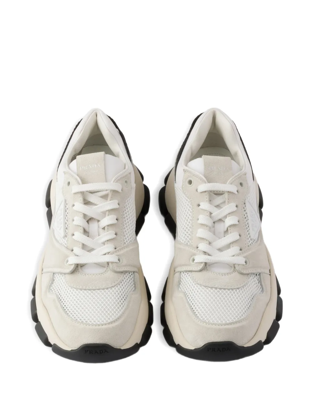 Prada Mesh en suède sneakers Beige