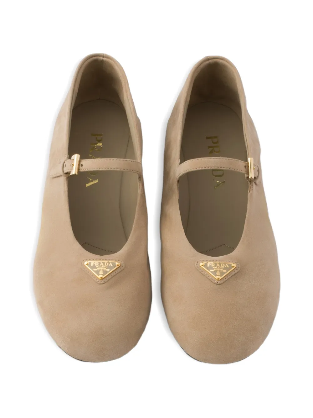 Prada Suède ballerina's Beige