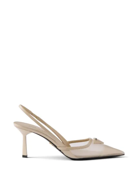 Prada mesh fabric slingback pumps