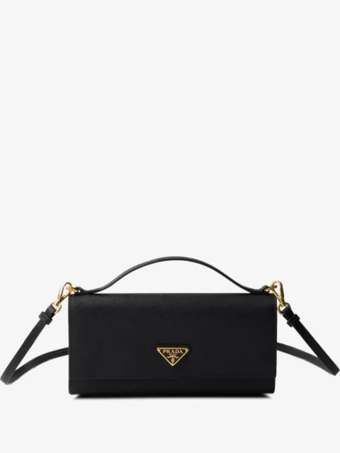 Prada cartera de piel saffiano con correa para el hombro